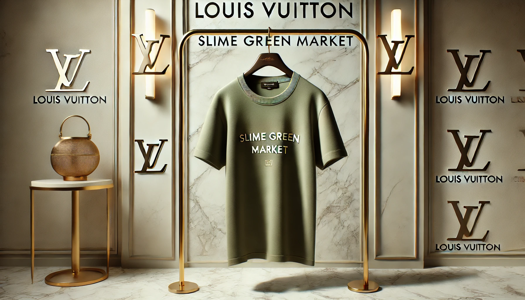 louis vuitton slime green market t shirt